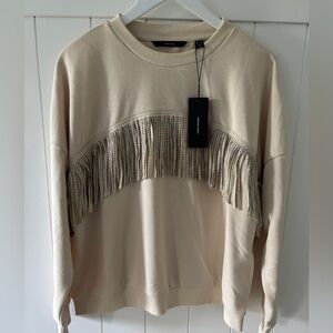 Vero Moda Beige Sweater with Fringe Accent